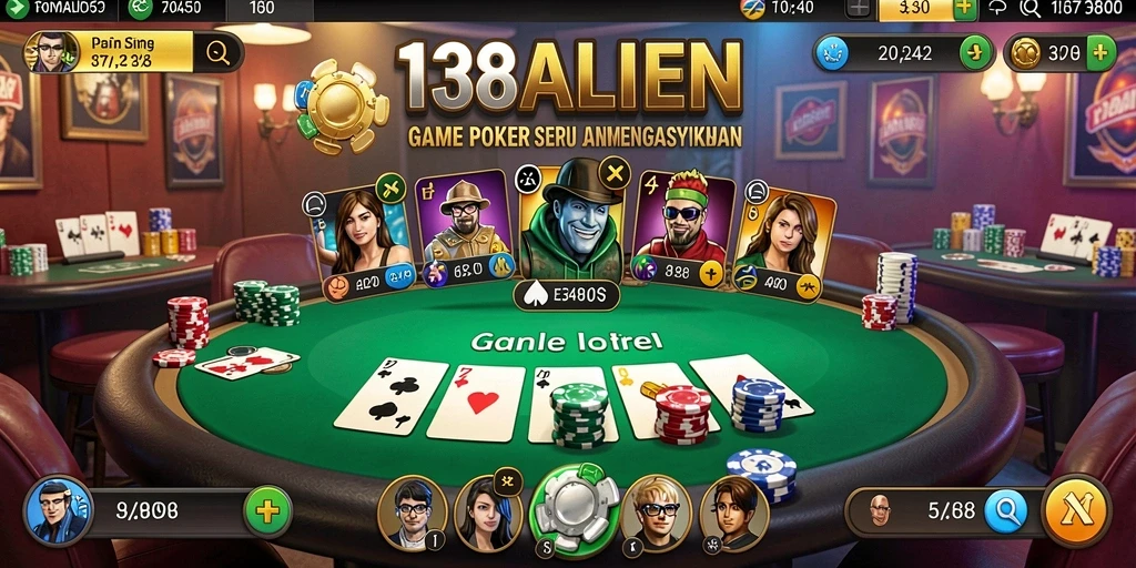 Screenshot utama 138ALIEN menampilkan gameplay seru di meja poker.