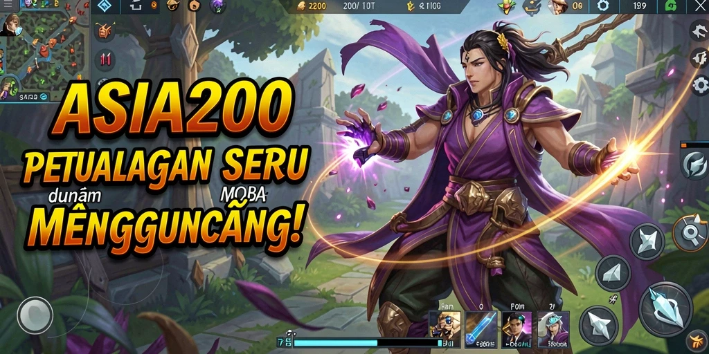 Tampilan gameplay ASIA200 yang intens dalam pertempuran MOBA.