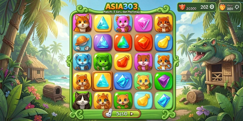 Tampilan gameplay <strong>ASIA303</strong> yang menarik dengan aksi mencocokkan item.