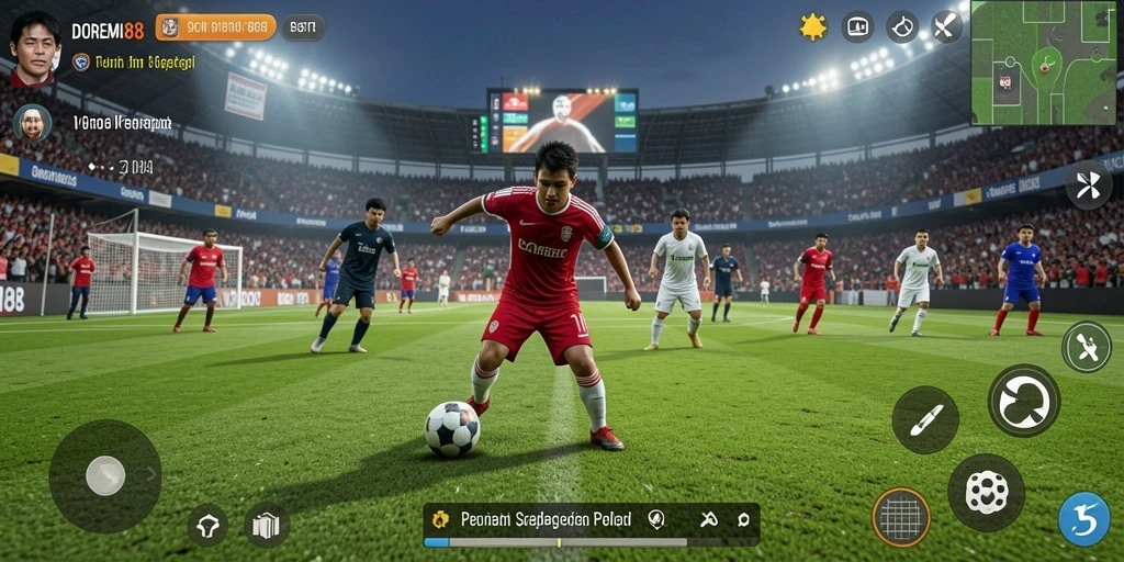 Pengalaman gameplay sepak bola yang menegangkan dan mendebarkan.