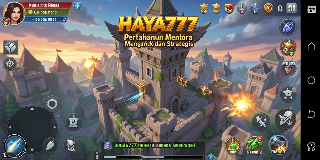 Screenshot utama HAYA777 menunjukkan aksi menara yang dramatis dalam Tower Defense.