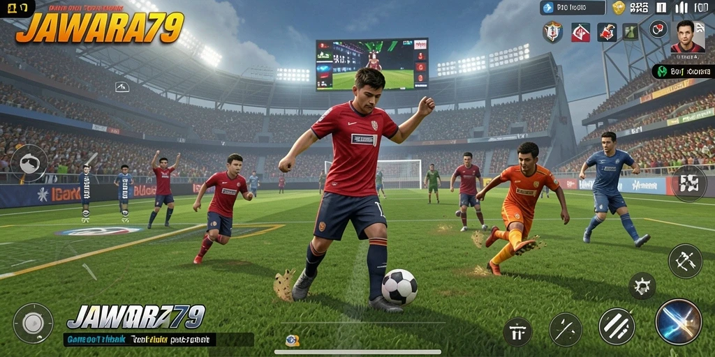 Tampilan gameplay <strong>JAWARA79</strong> yang penuh aksi dan semangat olahraga.