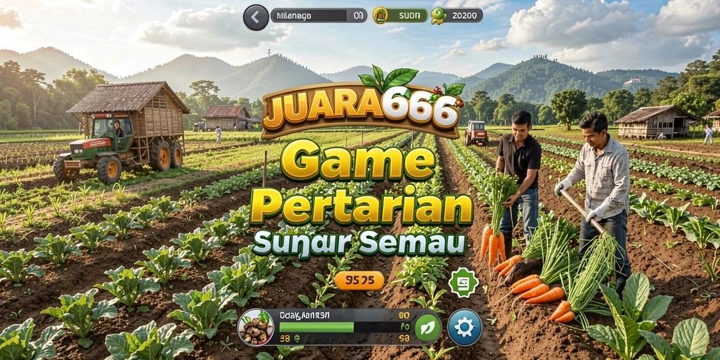 Screenshot gameplay JUARA666 menunjukkan aktivitas bertani seru dan interaksi sosial.