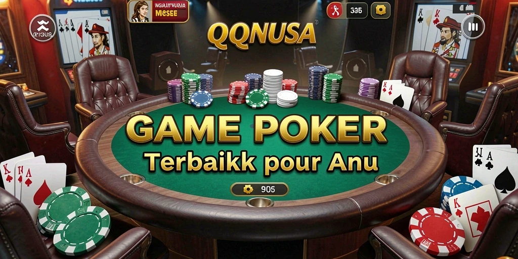 Screenshot gameplay QQNUSA menampilkan aksi seru poker di meja.