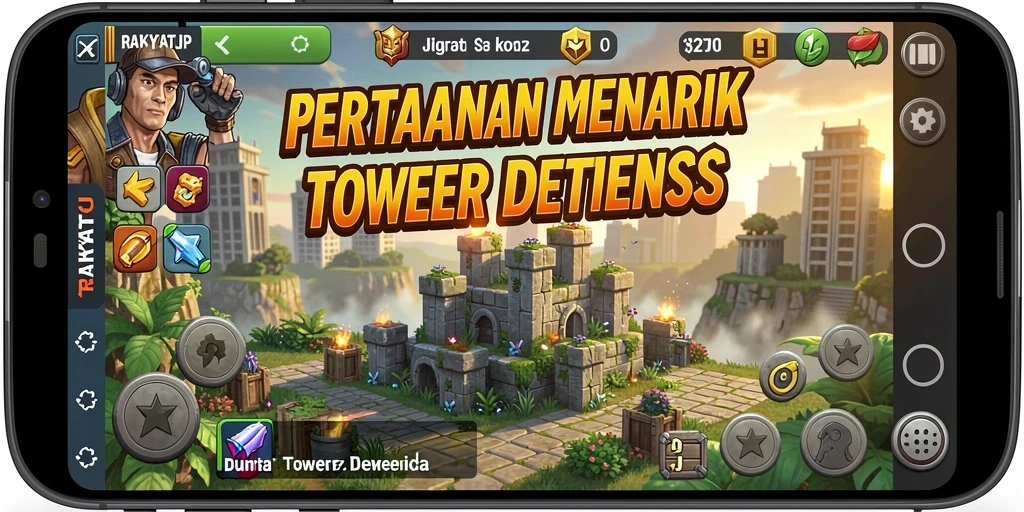 Tampilan gameplay RAKYATJP dengan strategi Tower Defense yang menantang.