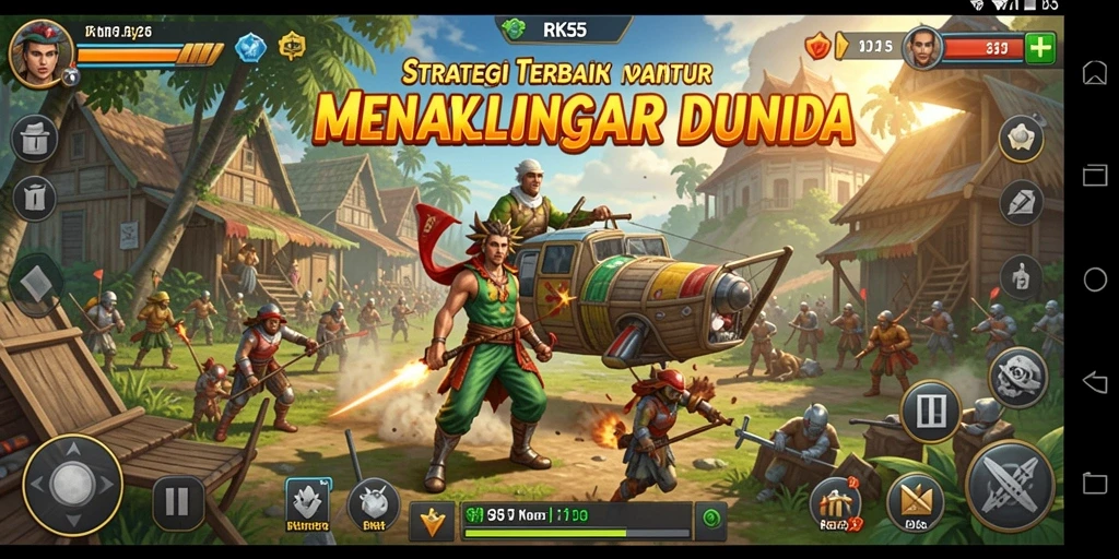 Screenshot gameplay RK55 menunjukkan pertempuran strategis yang menegangkan.