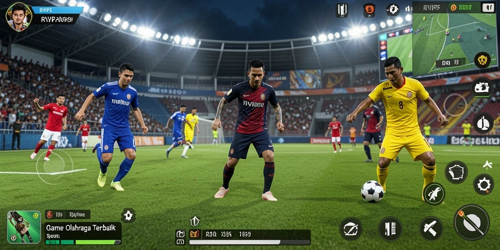 Tampilan gameplay menarik dalam RVIP5 yang menunjukkan aksi olahraga seru.